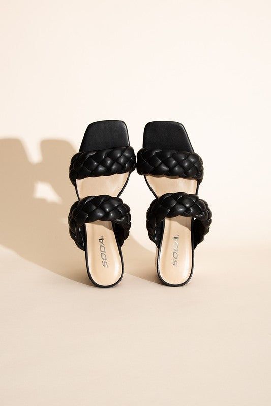 Buggy-S Braided Strap Mule Heels