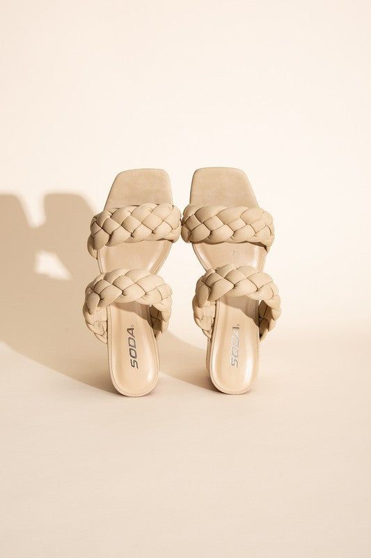 Buggy-S Braided Strap Mule Heels