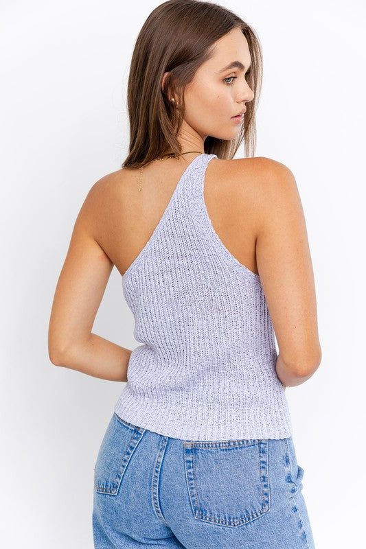 LE LIS | One Shoulder Tape Yarn Knit Top