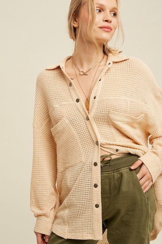 Listicle | Soft Thermal Knit Shacket Top