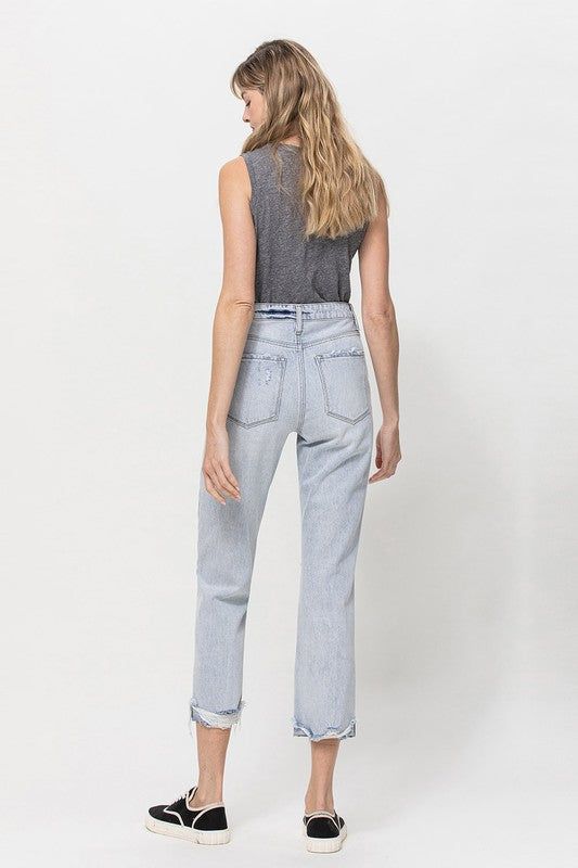 VERVET by Flying Monkey | Super High Relaxed Cuffed Straight Jean