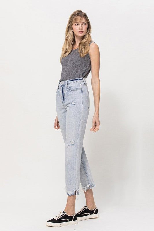 VERVET by Flying Monkey | Super High Relaxed Cuffed Straight Jean