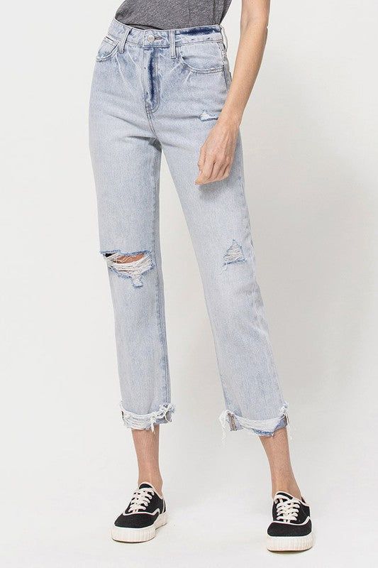 VERVET by Flying Monkey | Super High Relaxed Cuffed Straight Jean