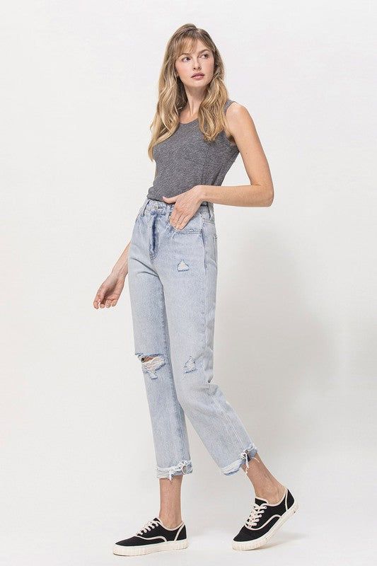 VERVET by Flying Monkey | Super High Relaxed Cuffed Straight Jean