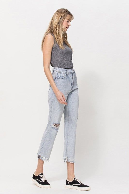 VERVET by Flying Monkey | Super High Relaxed Cuffed Straight Jean