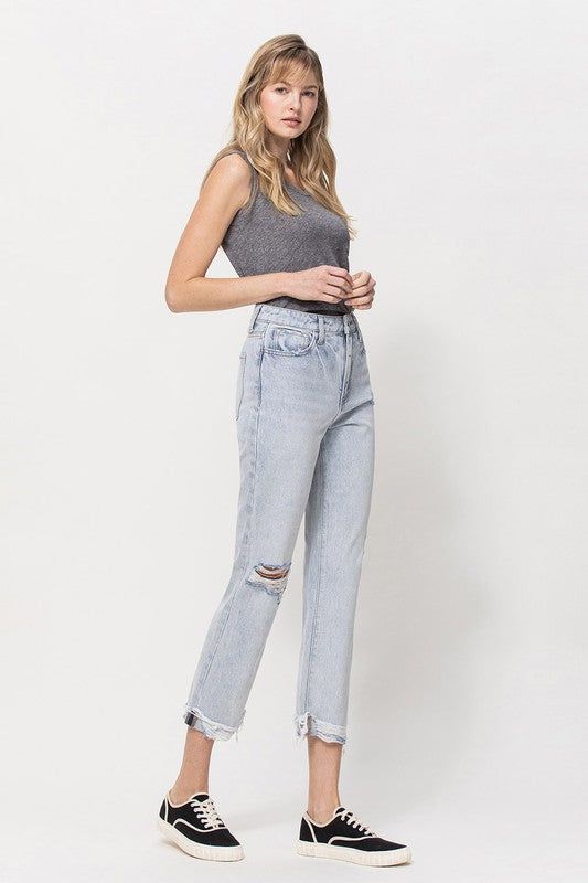 VERVET by Flying Monkey | Super High Relaxed Cuffed Straight Jean