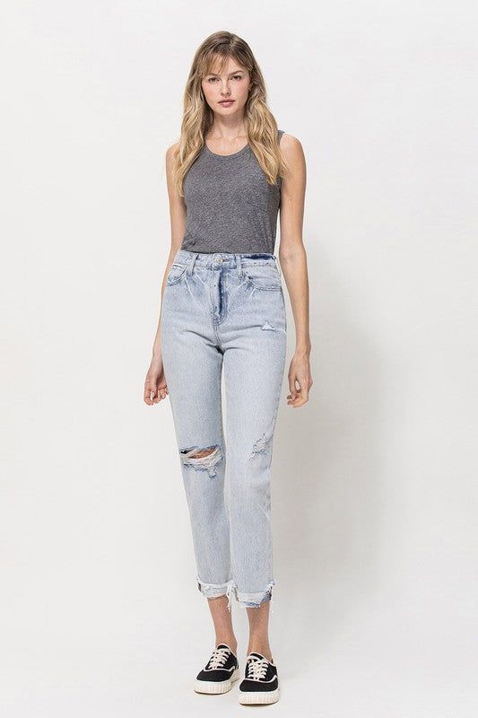 VERVET by Flying Monkey | Super High Relaxed Cuffed Straight Jean