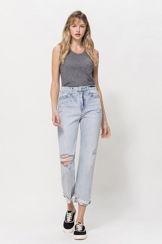 VERVET by Flying Monkey | Super High Relaxed Cuffed Straight Jean