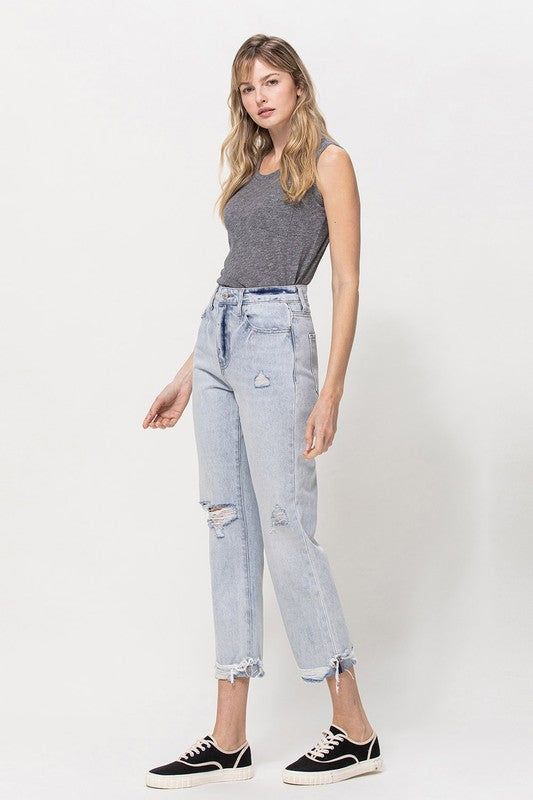 VERVET by Flying Monkey | Super High Relaxed Cuffed Straight Jean