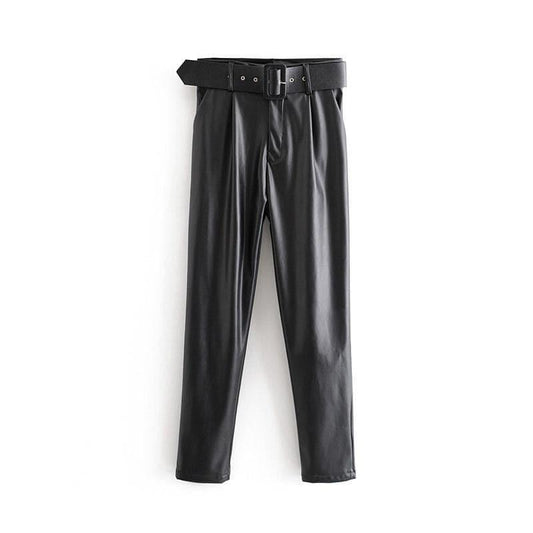 chic black leather pants