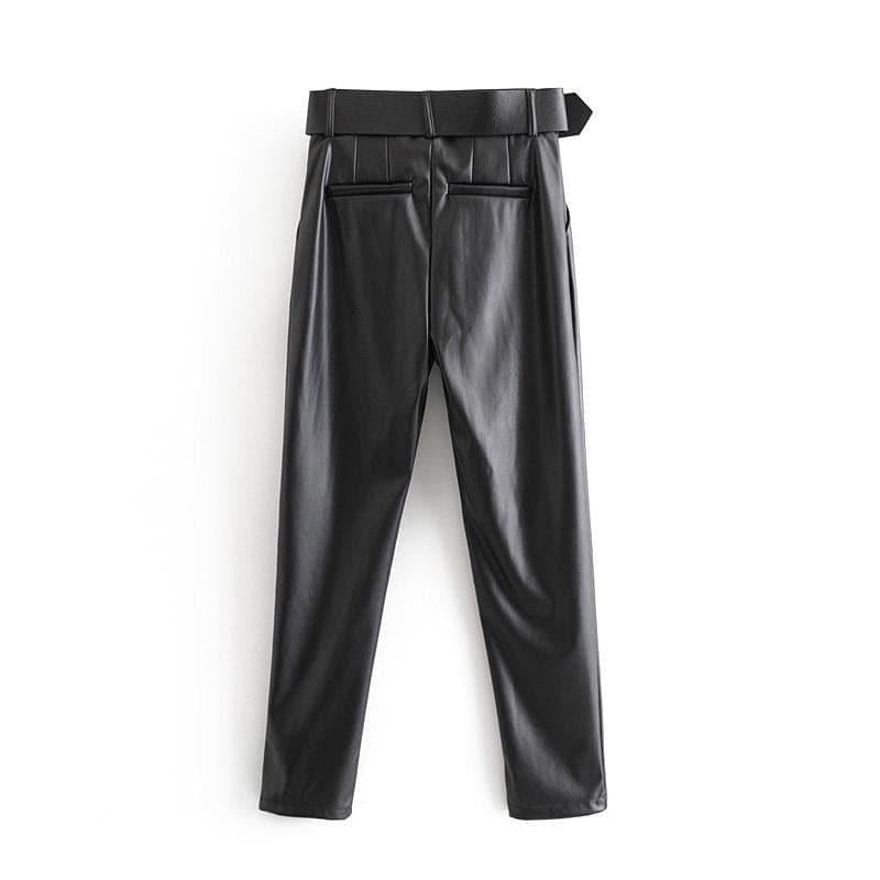 chic black leather pants