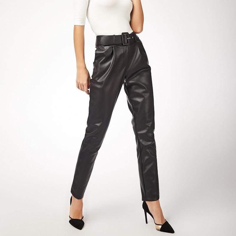 chic black leather pants