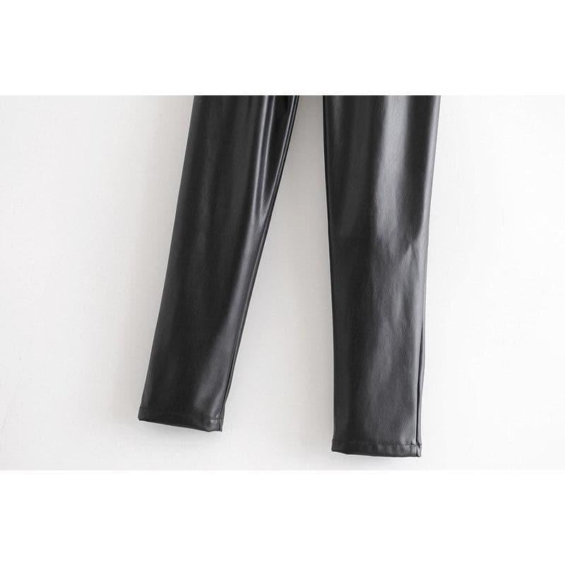 chic black leather pants