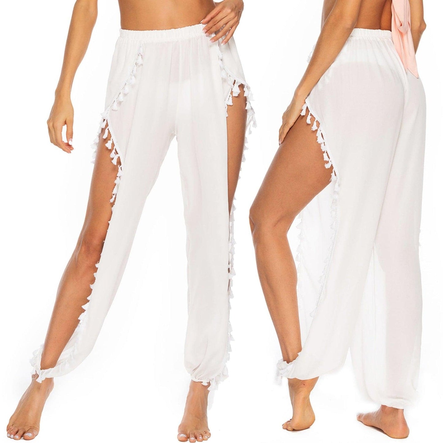 beach chiffon tassel pants