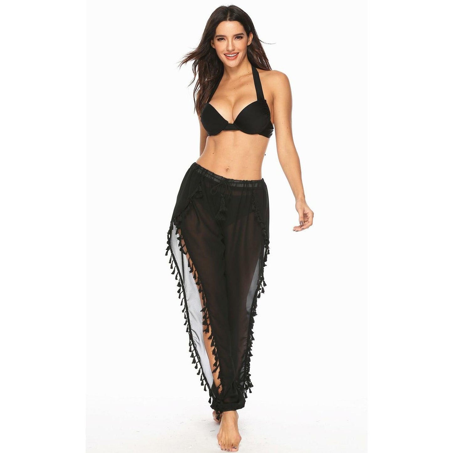 beach chiffon tassel pants