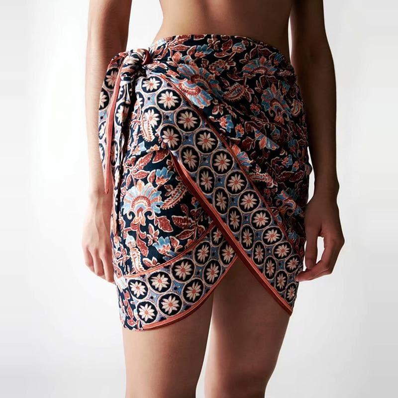 boho style knot mini skirt