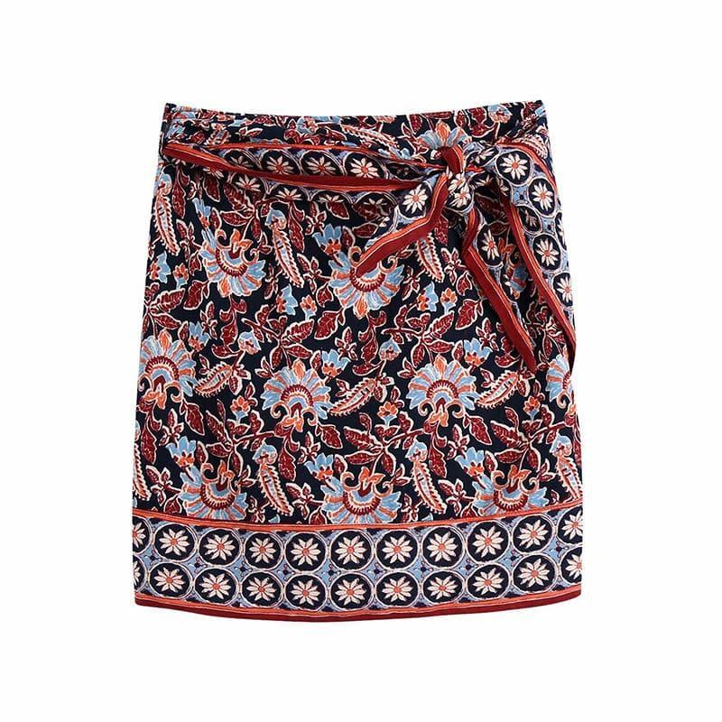 boho style knot mini skirt