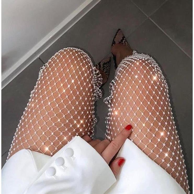 dazzling diamond mesh pants