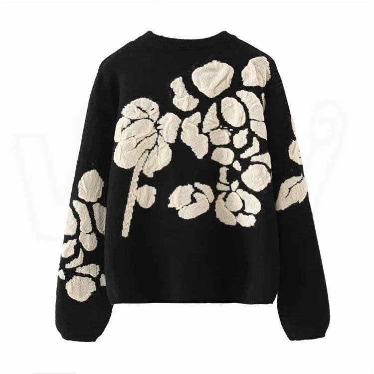 floral print black sweater