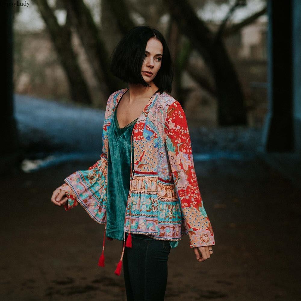 floral boho tassel top