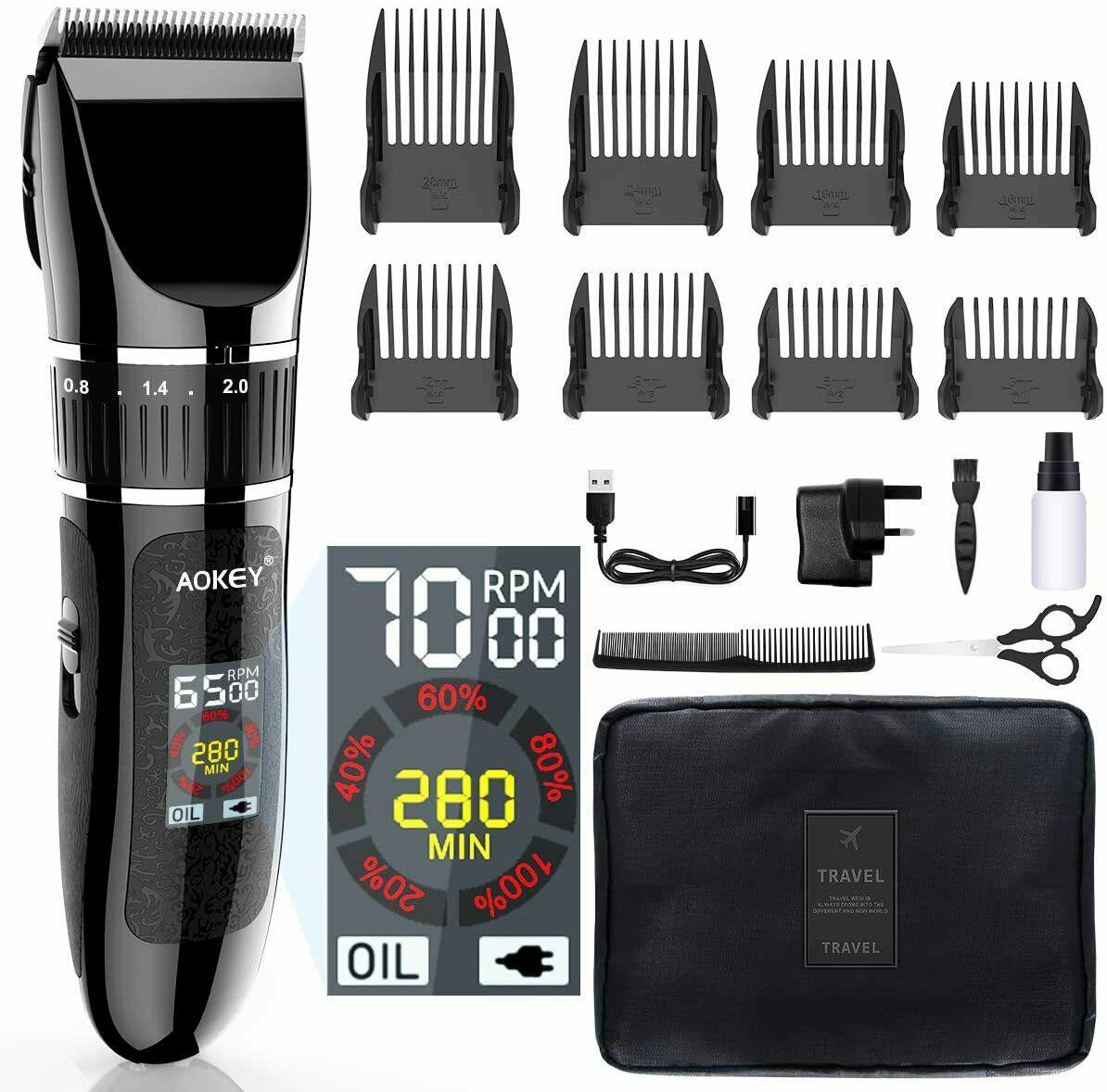 Trimmer Professional Mens, Screen LCD Adaptor Of Charging, 8 Combs