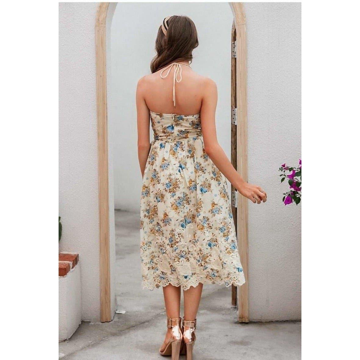 bow halter backless dress