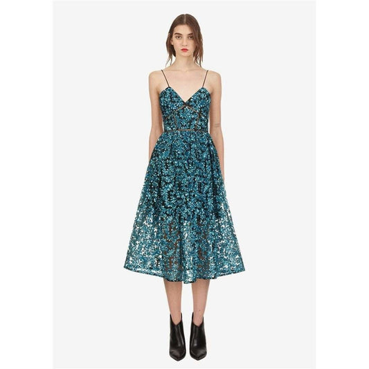 blue sequin spaghetti classic dress