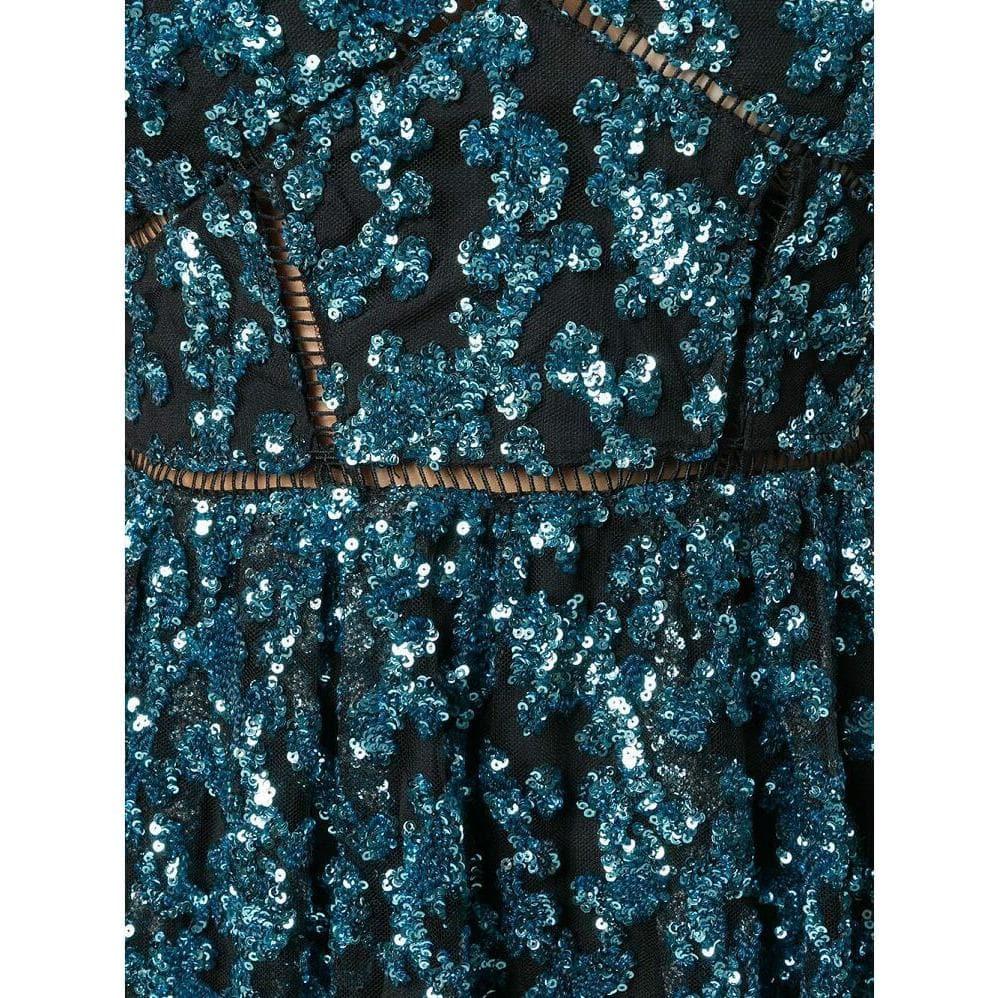 blue sequin spaghetti classic dress