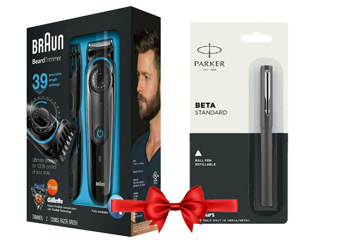 Braun BT3040 Beard / Hair Trimmer for Men With Gillette Fusion Parker Pen