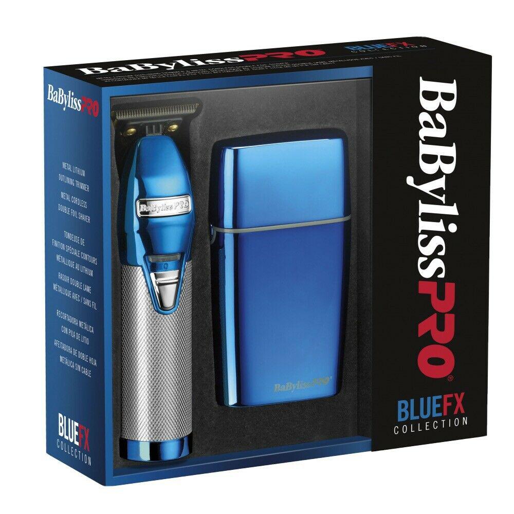 BaByliss Pro Blue Chrome FX Collection Outliner & Double Foil Shaver BRAND NEW