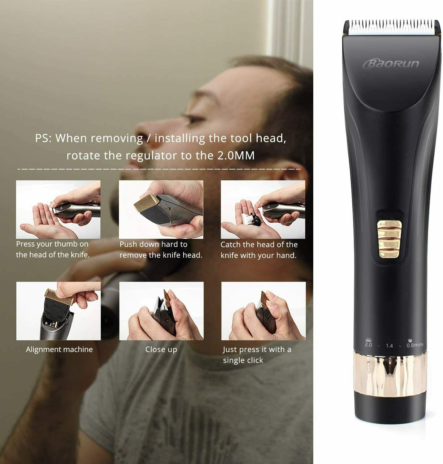 Trimmer Professional,  Of Titanium And Ceramic, Lithium Rechargeable