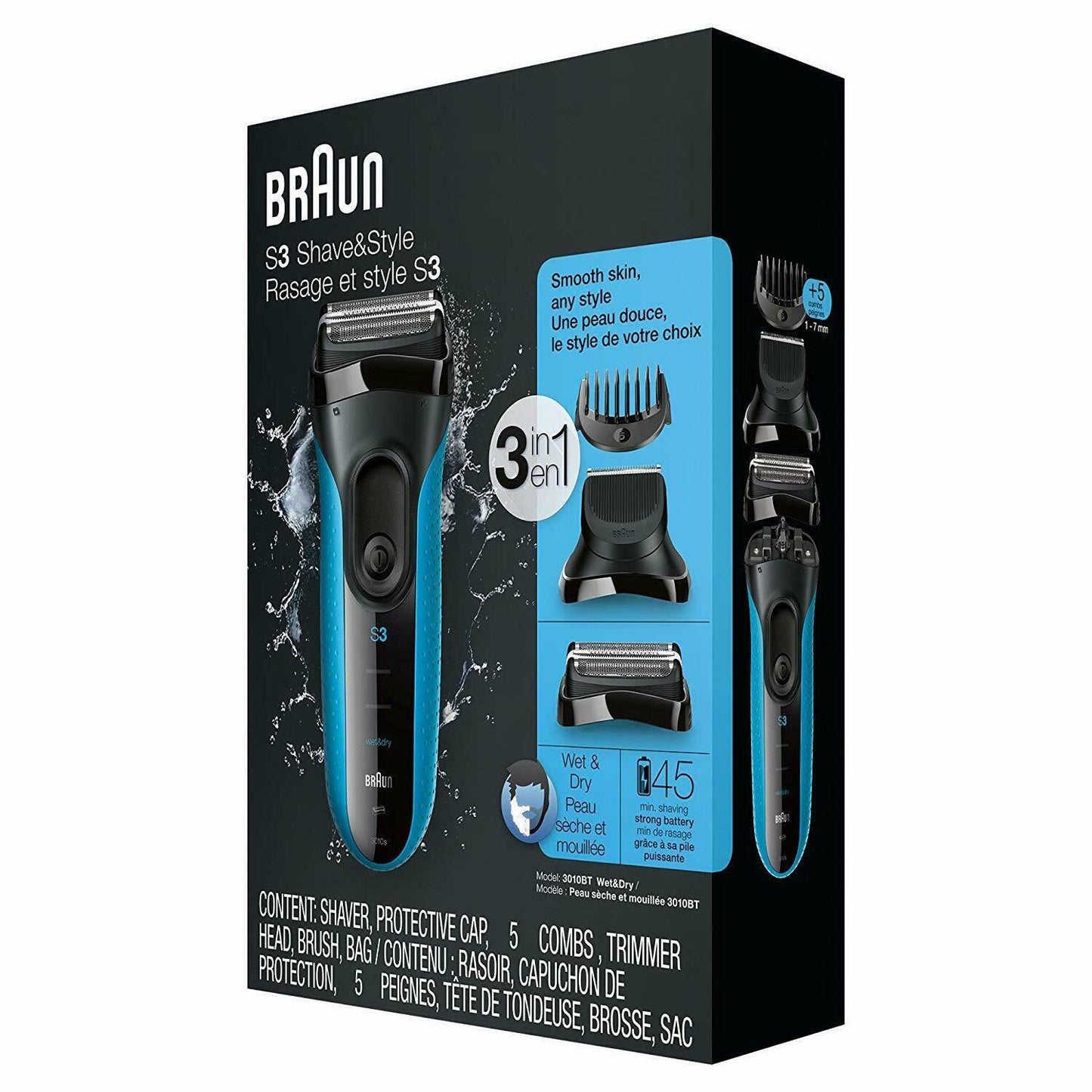 Braun Skin Sensitivity  3 in 1 Electric Wet&Dry Shaver Precision 3010BT Pen