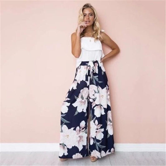 floral wide leg pants