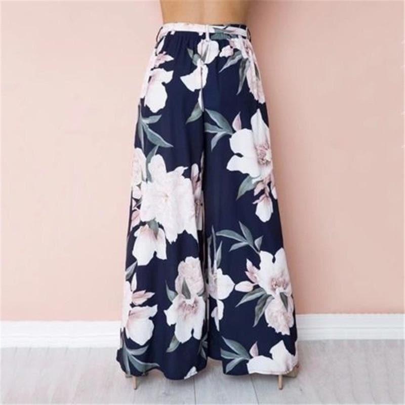 floral wide leg pants