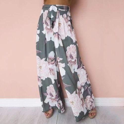 floral wide leg pants