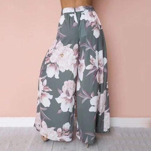 floral wide leg pants