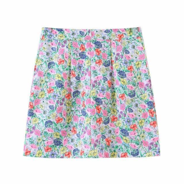 floral crop top and skirt