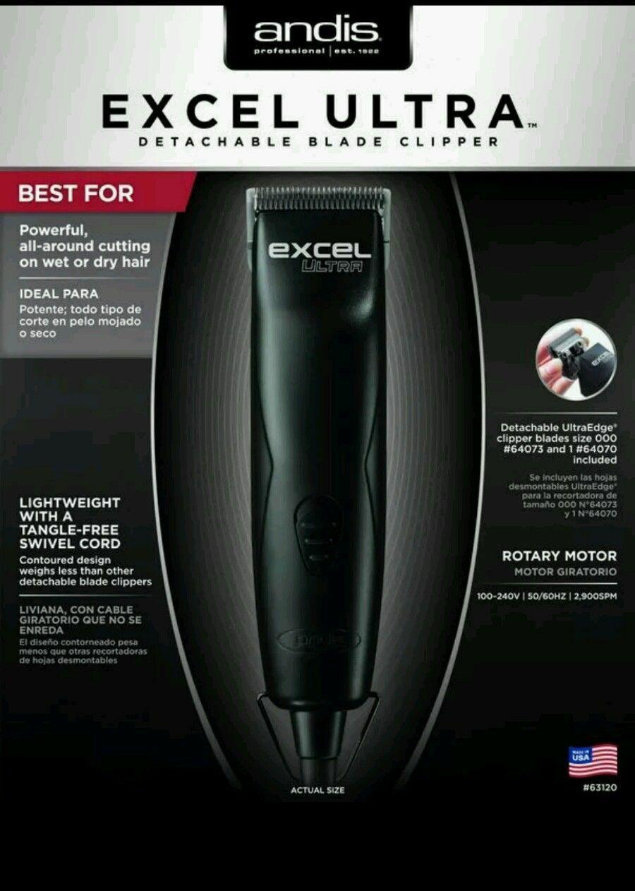 Andis Excel Ultra Professional Hair Clipper Black Includes 2 Blades #63120