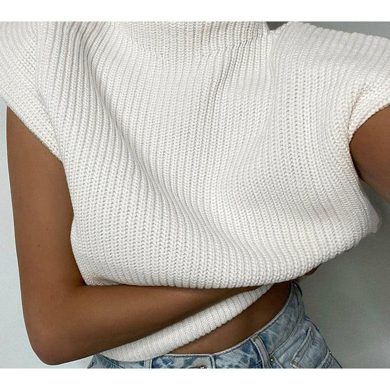 turtleneck sleeveless vest sweater